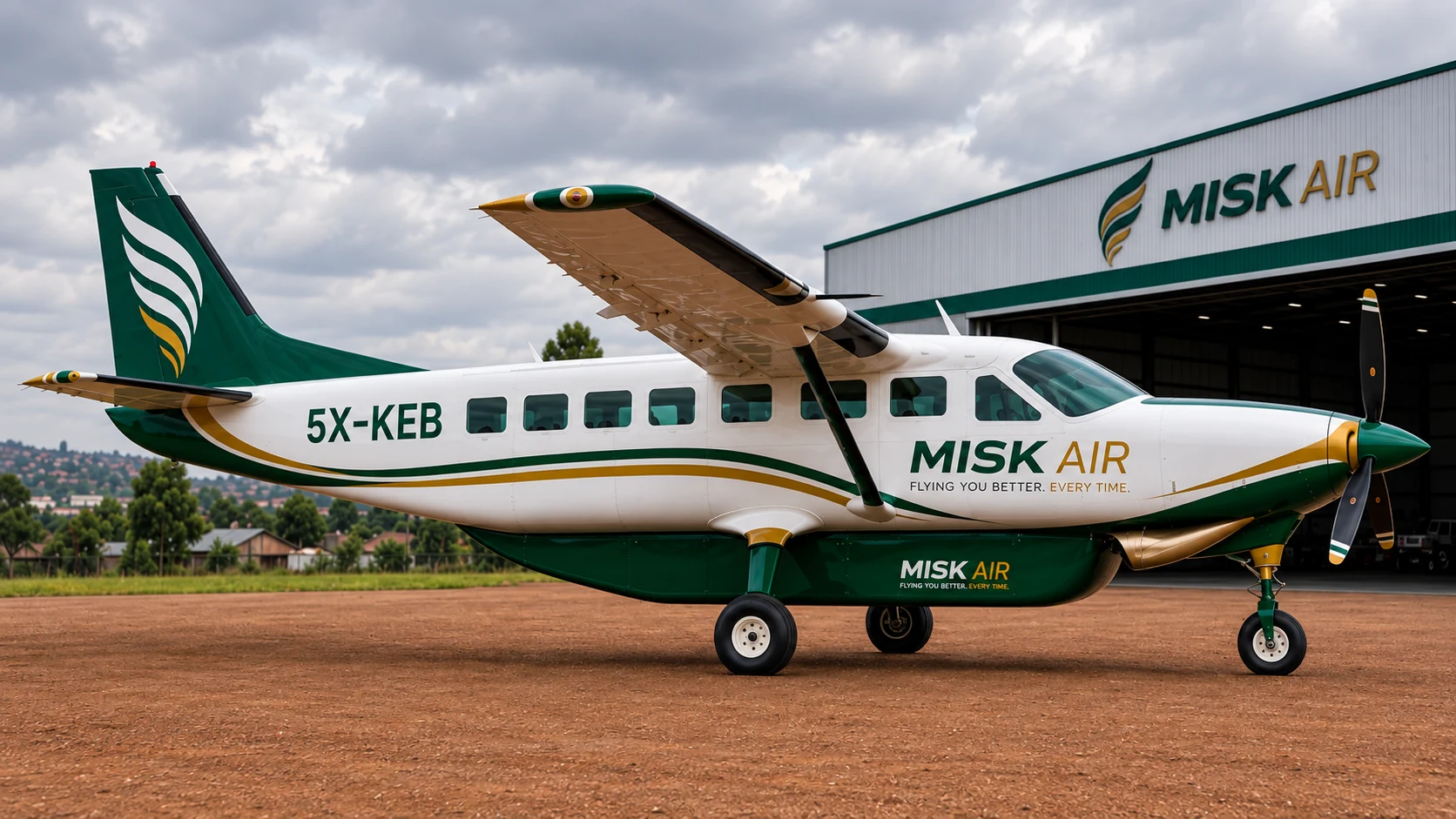Visualisation du Grand Caravan 5X-KEB en livrée MISK AIR
